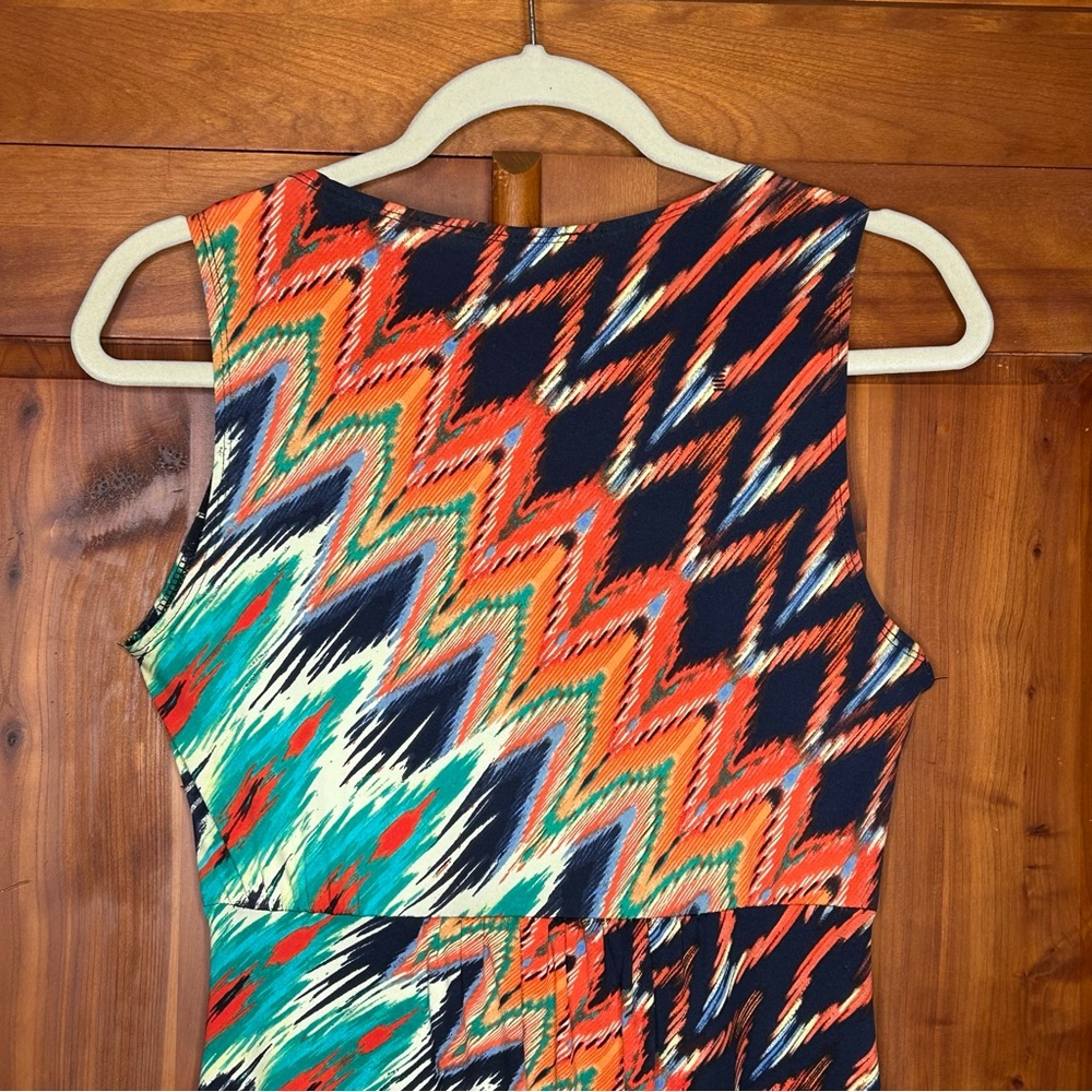 NY Collection Vintage Multicolor Zigzag Beaded Boho Maxi Sleeveless Dress Island - Picture 14 of 17